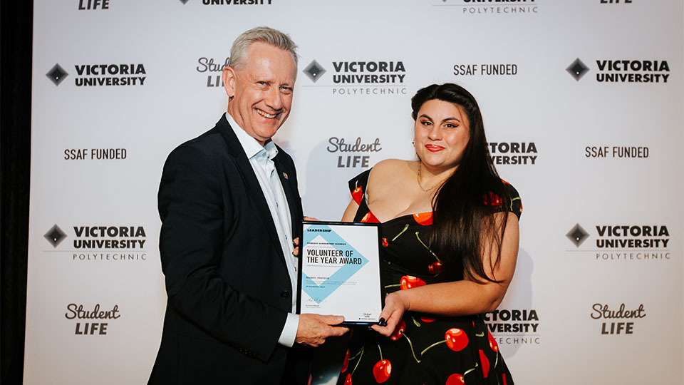 Vice-Chancellor Professor Adam Shoemaker with Raquel Pantelic.